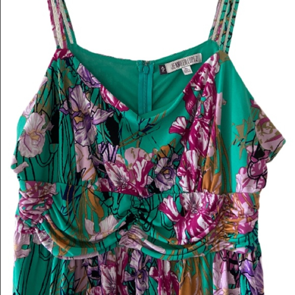 Jennifer Lopez Orchid Flower Teal Maxi Dress Women’s Plus XL